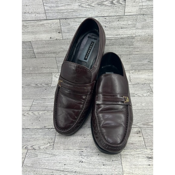 FLORSHEIM Mens Burgundy Leather Loafers Slip On‎ Dress Shoes Size 9 D Comfortech